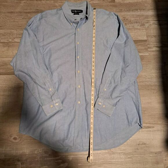 Ralph Lauren Yarmouth Button Shirt Mens 17/34 Blue 100% Cotton - Picture 5 of 9